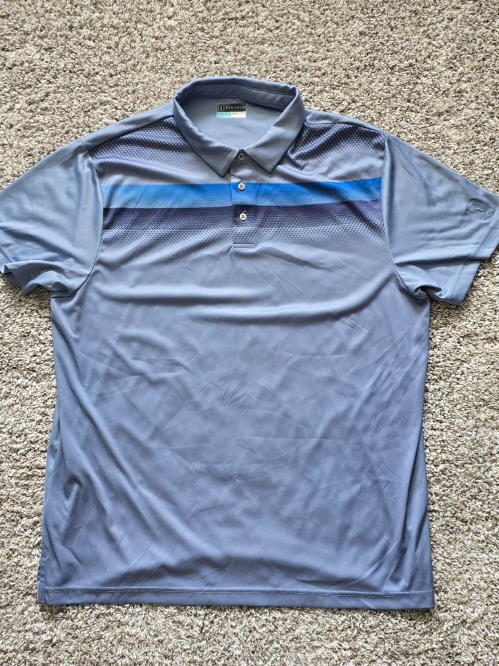 Men’s PGA TOUR Gray & Blue Short Sleeve Golf Polo – XXL